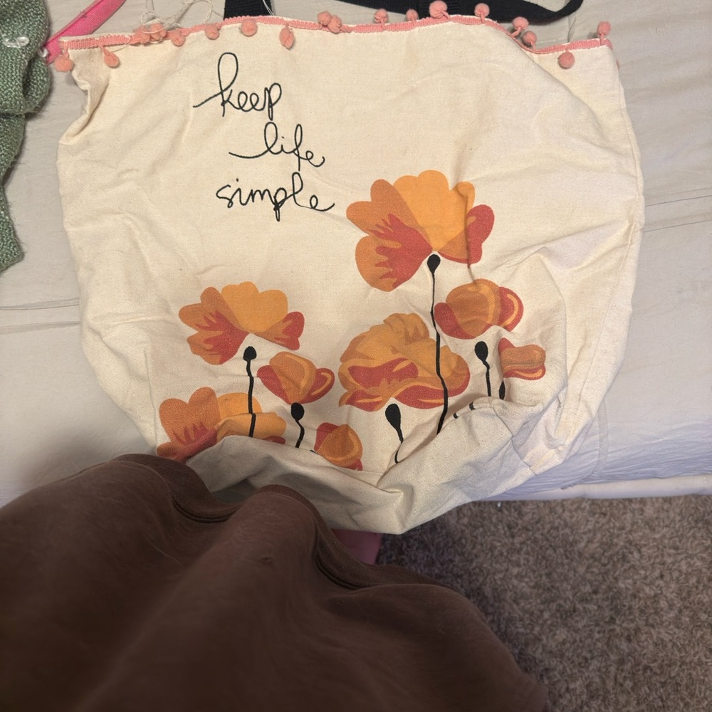 Cream Bubble Flower Tote Bag